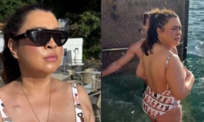 Preta Gil comemora primeiro mergulho no mar apos recuperacao ‘Foi