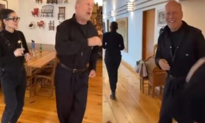 Recluso Bruce Willis surge dancando com Demi Moore para celebrar