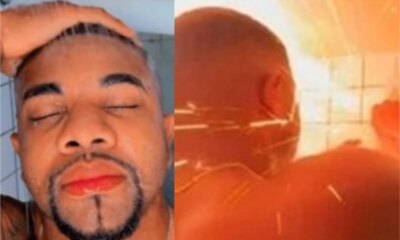 Video Davi Brito causa explosao ao cortar fio de chuveiro