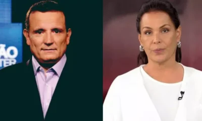 Video Roberto Cabrini puxa Carolina Ferraz pelo braco ao