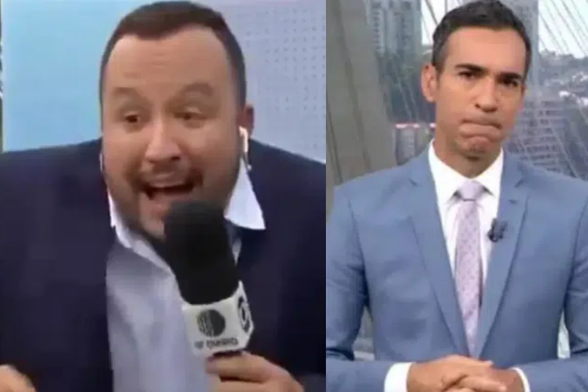 Vídeo: apresentador entra ao vivo com Cesar Tralli e cenário despenca em cima dele 39 Video apresentador entra ao vivo com Cesar Tralli e cenario