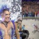 Video mostra Lore Improta escorregando e levando baita tombo durante
