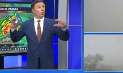 Video tornado atinge emissora de TV durante programa ao vivo