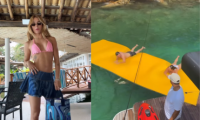 Virginia curte passeio de barco com a familia em Angra