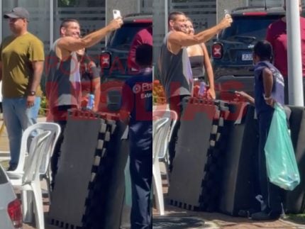 Caua Reymond esbanja simpatia com fas nos bastidores de Vale