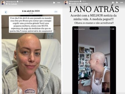 Fabiana Justus celebra um ano de transplante de medula ossea