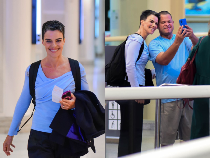Longe dos holofotes, Ana Paula Arósio atende fãs ao embarcar em aeroporto no Rio 31 Longe dos holofotes Ana Paula Arosio atende fas ao embarcar