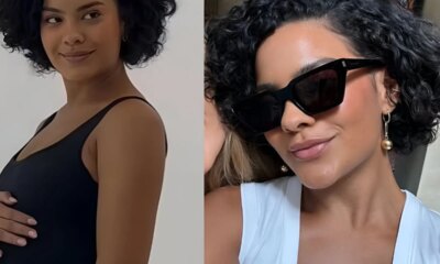Bella Campos surge com barriguinha de gravida e toda sorridente