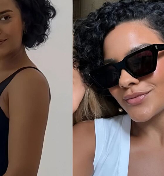 Bella Campos surge com barriguinha de gravida e toda sorridente