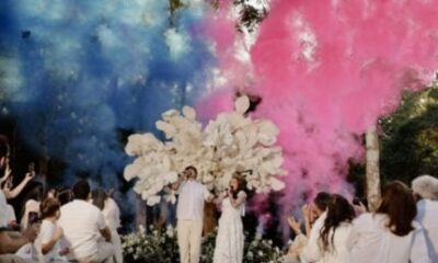 Cantores Julliany Souza e Leo Brandao celebram em cha revelacao