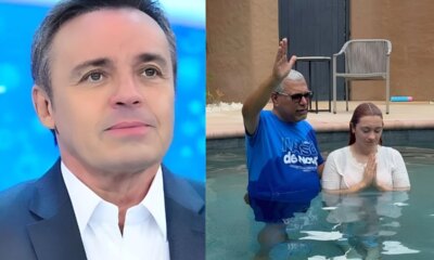 Filha de Gugu Liberato se batiza em igreja evangelica e