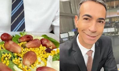 Marmita na Globo e desse jeito que Cesar Tralli come