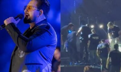 Marrone da dupla com Bruno cai do palco durante show