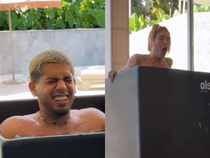 Virginia e Zé Felipe se divertem “numa fria” em banheira de gelo de R$ 32 mil 31 Virginia e Ze Felipe se divertem numa fria em banheira