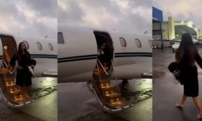 Apos voo Ivete Sangalo aterrissa de roupao e descalca Feliz