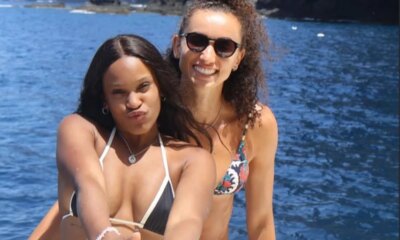 Atletas Rebeca Andrade e Gabi Guimaraes sao clicadas juntas em