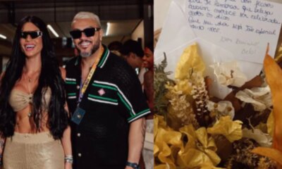 Belo presenteia nova namorada Rayane com gesto romantico a distancia