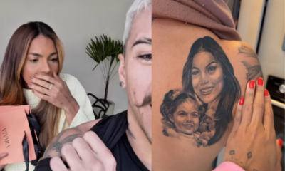 Biel faz tatuagem em homenagem a mulher Tays Reis e