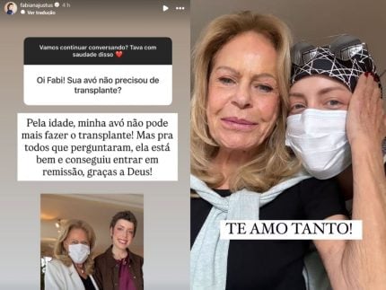 Fabiana Justus celebra remissao de leucemia da avo