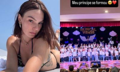 Formatura a distancia Isis Valverde prestigia o filho durante lua