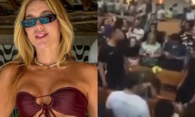Virginia Fonseca e cercada por fas enquanto reza dentro de