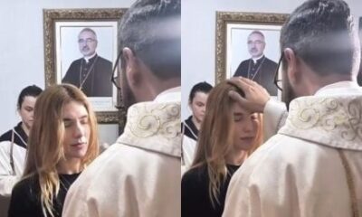 Vivendo momento delicado Virginia recebe bencao de Padre