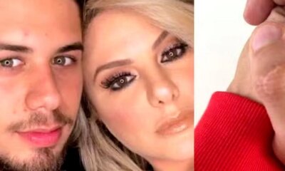 Ze Felipe reaparece com a mae e detalhe em foto