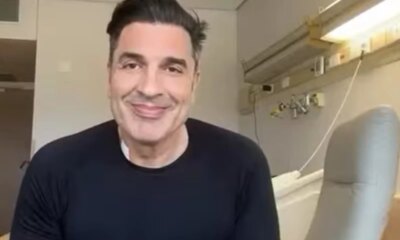 Edu Guedes reaparece apos internacao e evita falar em cancer
