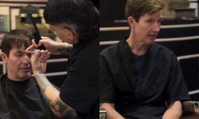 James Blunt corta o cabelo no centro de SP e