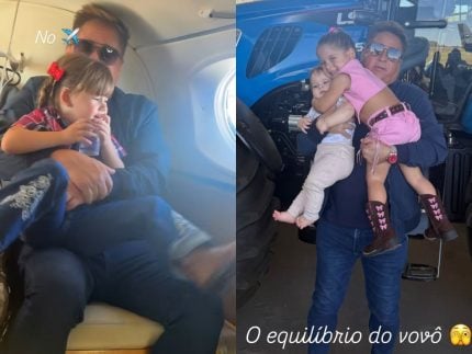 Leonardo e Poliana viajam com os netos para curtir dia