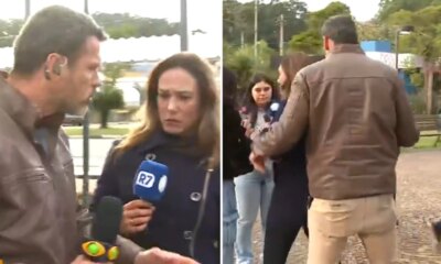 Video reporter da Band agride jornalista da Record em transmissao