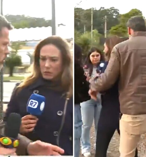Video reporter da Band agride jornalista da Record em transmissao
