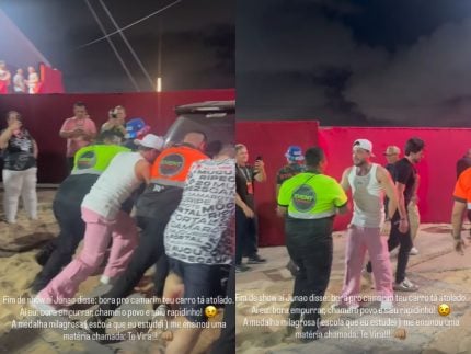 Wesley Safadao atola carro apos show no Fortal e precisa