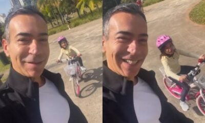 Cesar Tralli ensina filha com Ticiane Pinheiro a andar de