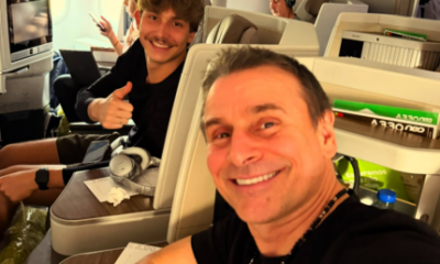 A cara do pai Murilo Rosa compartilha clique raro com