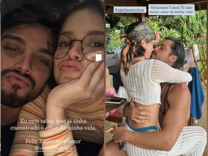 Agatha Moreira e Rodrigo Simas celebram 7 anos de relacao