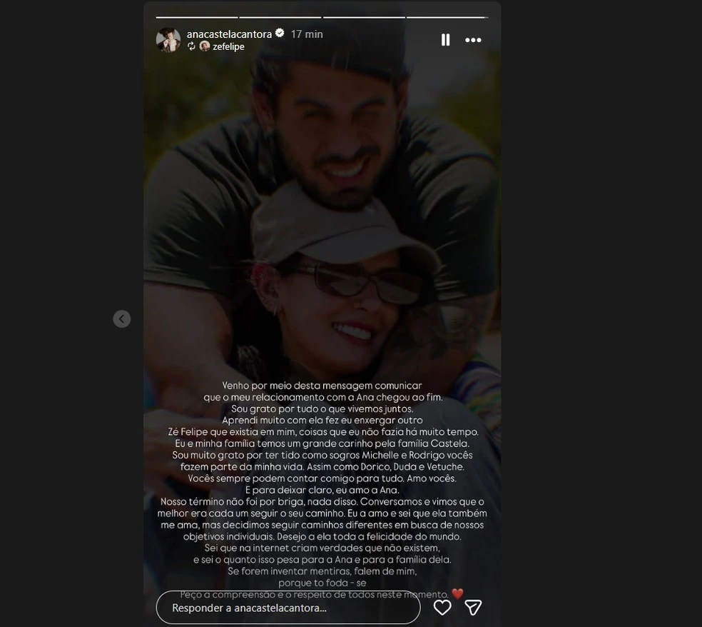 Ana Castela e Ze Felipe anunciam fim do namoro.webp