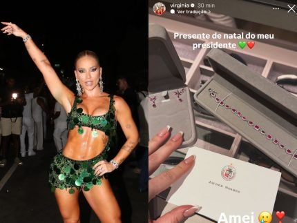 Apos ensaio de rua Virginia exibe presente luxuoso que ganhou