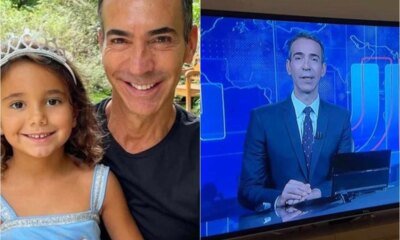 Cesar Tralli se despede da filha e emociona com pergunta