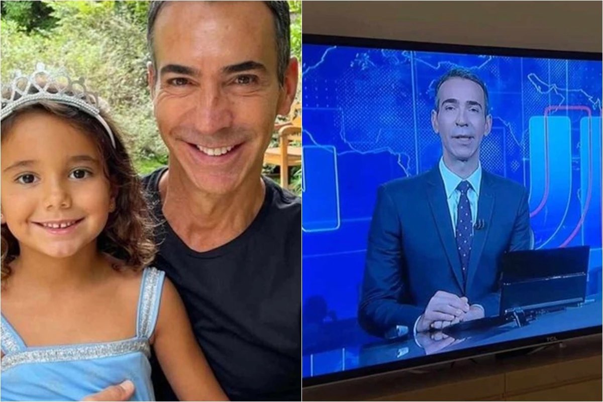 Cesar Tralli se despede da filha e emociona com pergunta