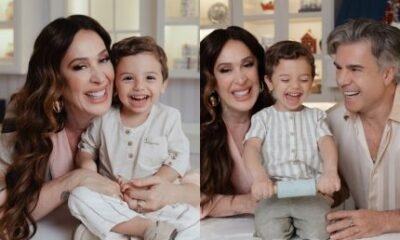 Claudia Raia celebra clima de Natal em familia e abre