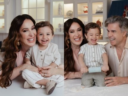 Claudia Raia celebra clima de Natal em familia e abre
