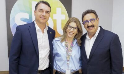 Daniela Beyruti recebe Flavio Bolsonaro no SBT apos polemica visita