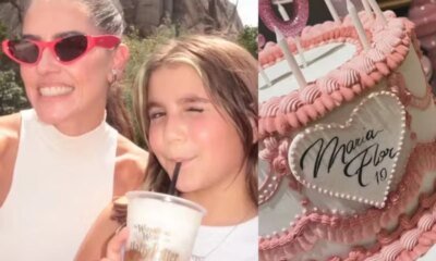 Detalhe na festa de 10 anos da filha de Deborah