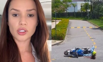 Ex BBB Juliette sofre acidente de moto camera registrou o momento