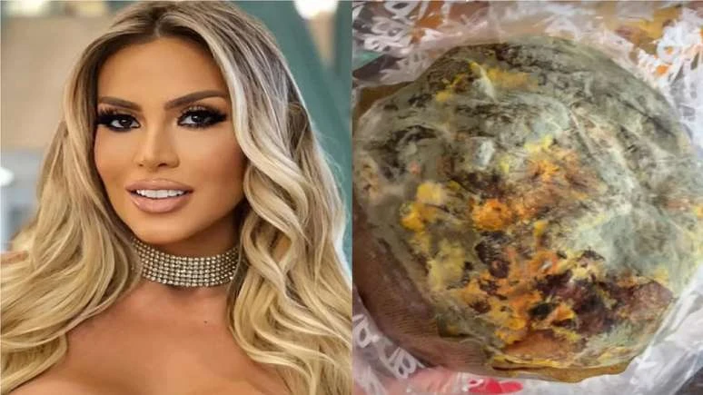 Gravida Juju Ferrari expoe panetone mofado comprado em mercado.webp