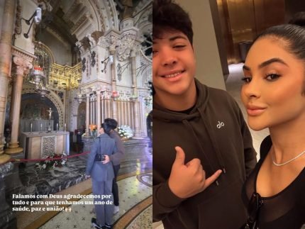 Junto ao filho Mileide ora e agradece a saude dele