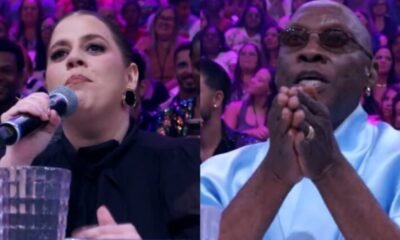 Jurado do Domingao retruca Tati Machado no ao vivo da