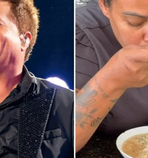 Leonardo se diverte com funcionaria apos ceia de Natal Uma