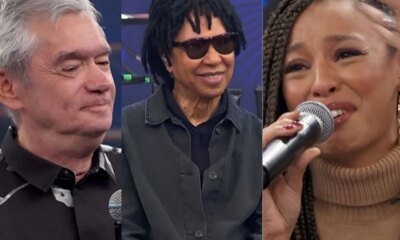 No Altas Horas Sheron Menezzes evita contato com Djavan e